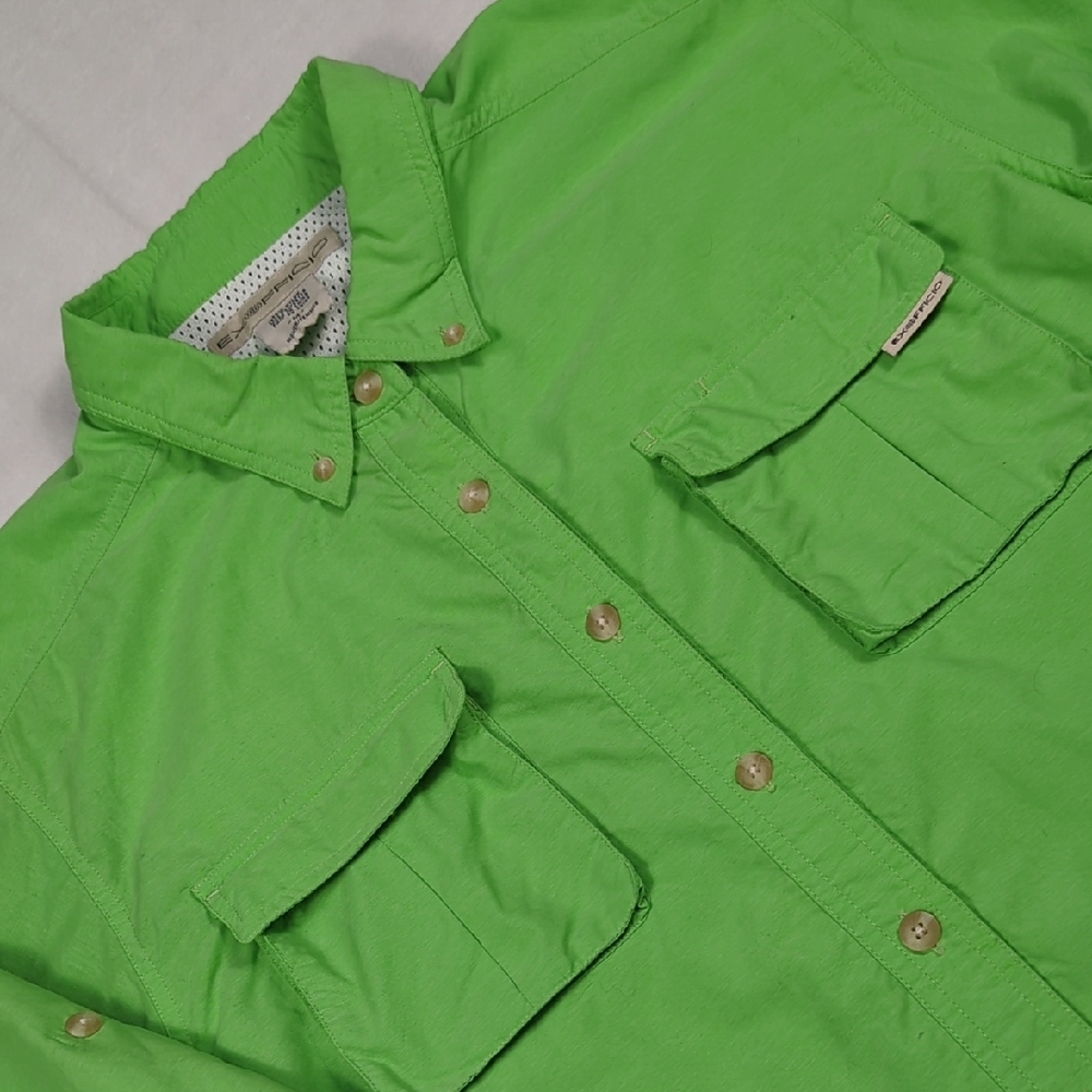 ExOfficio Travel Wear‎ shirt Vented Hiking Women's Medium Green Button Down